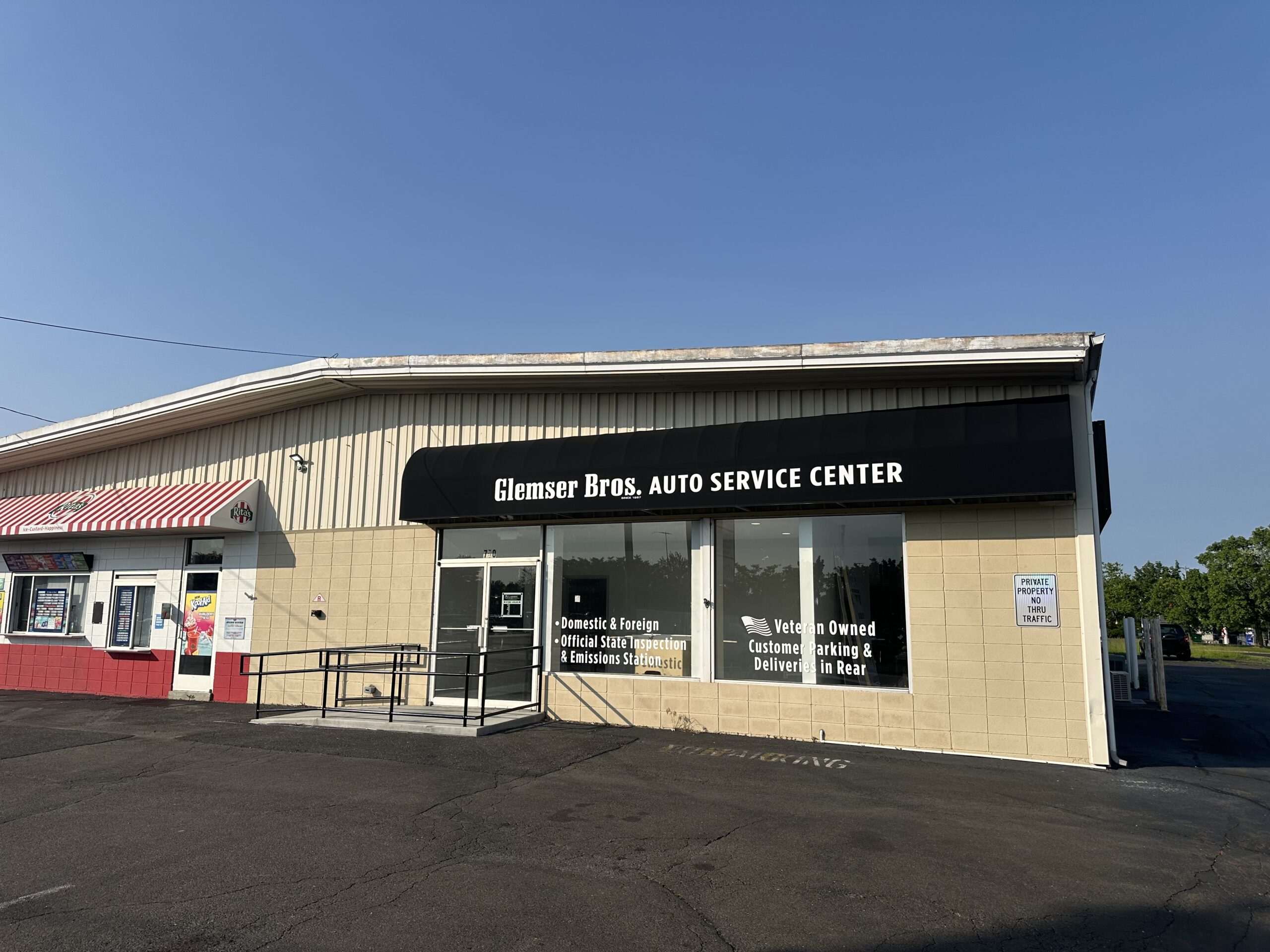 Exterior of the Glemser Brothers Automotive shop